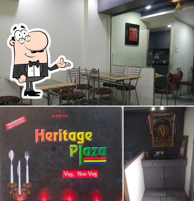 Take a seat at one of the tables at Heritage Plaza