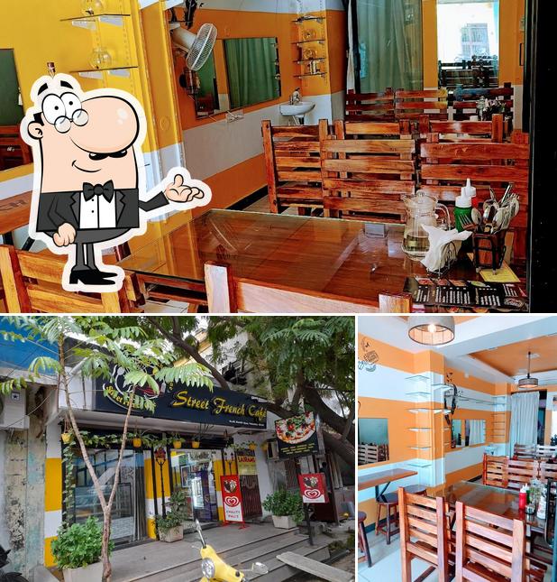 This is the picture depicting interior and exterior at STREET FRENCH CAFE