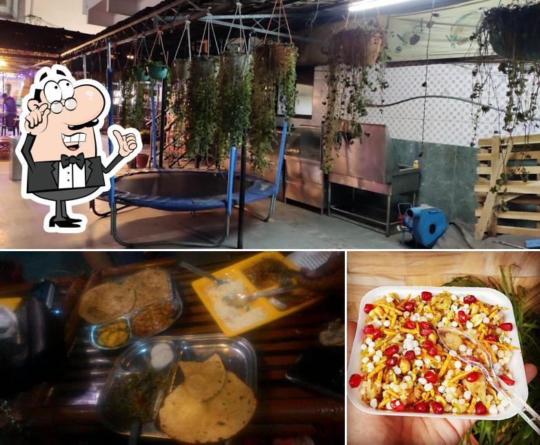 The restaurant's interior and food