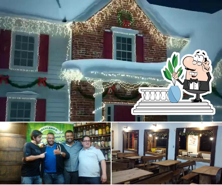 Confira a ilustração ilustrando exterior e balcão de bar no casa grande