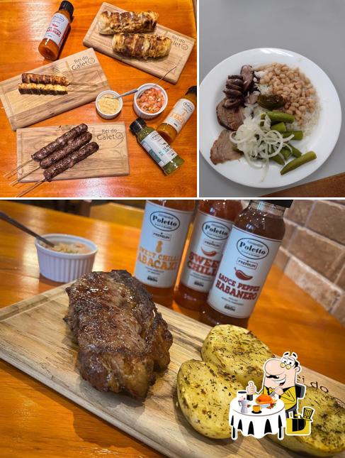 Esta é a imagem mostrando comida e bebida no O Rei do Galeto