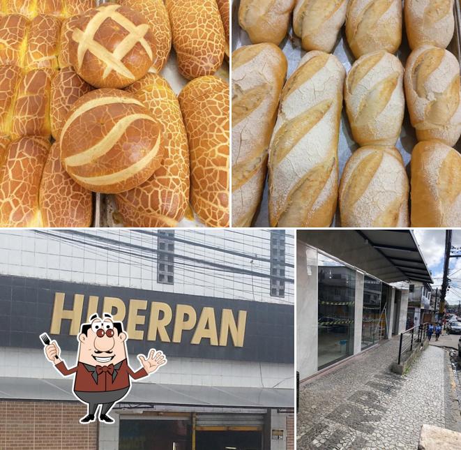 Esta é a ilustração mostrando comida e exterior no Panificadora Hiperpan - Camaragibe