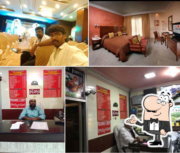 Take a seat at one of the tables at Taj Restaurant