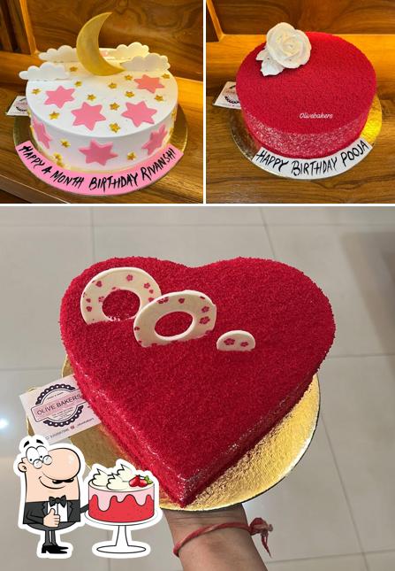 Red velvet cake at Olive Bakers-The Home Kitchen Vasundhara - theme cakes online