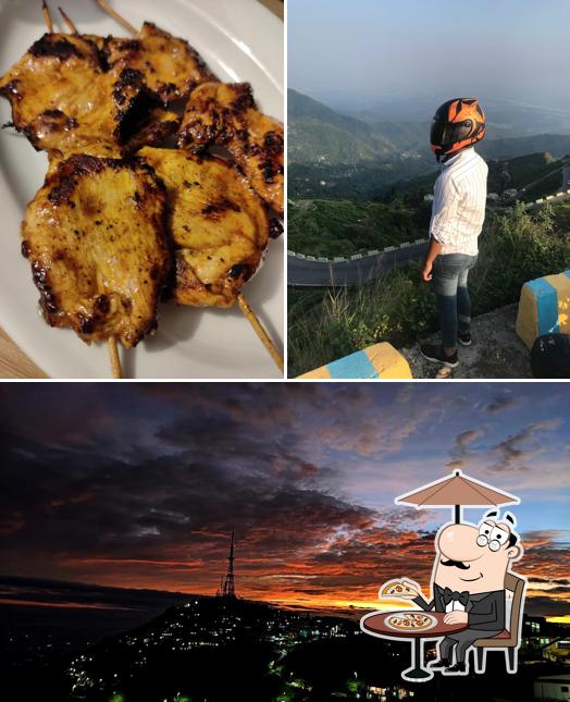 The restaurant's exterior and food