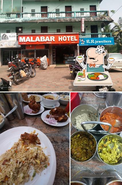 The image of food and exterior at Malabar Hotel