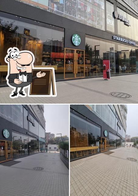 The exterior of Starbucks