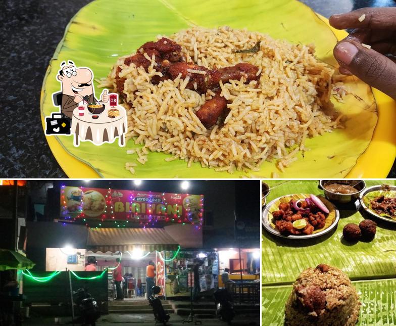 The image of food and interior at Hydrabad Biriyani