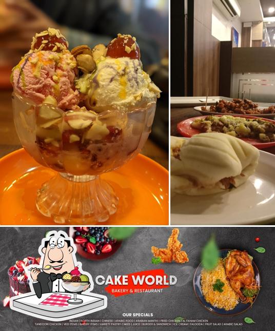 Cake World Bakery & Restaurant serves a selection of sweet dishes