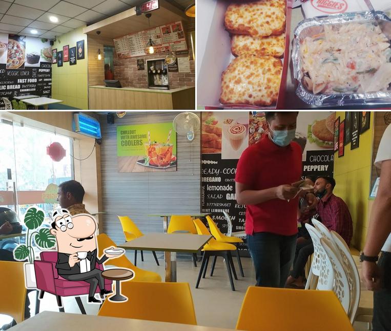 The restaurant's interior and food