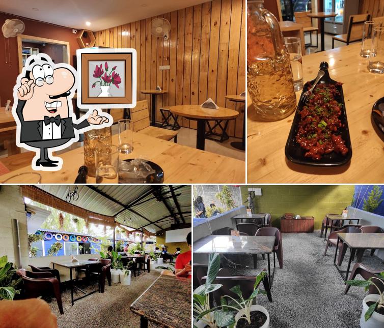 Take a seat at one of the tables at Brew N Bites Cafe