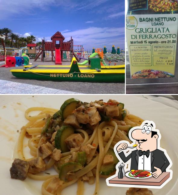 Tra le diverse cose da Bagni Nettuno si possono trovare la cibo e area giochi