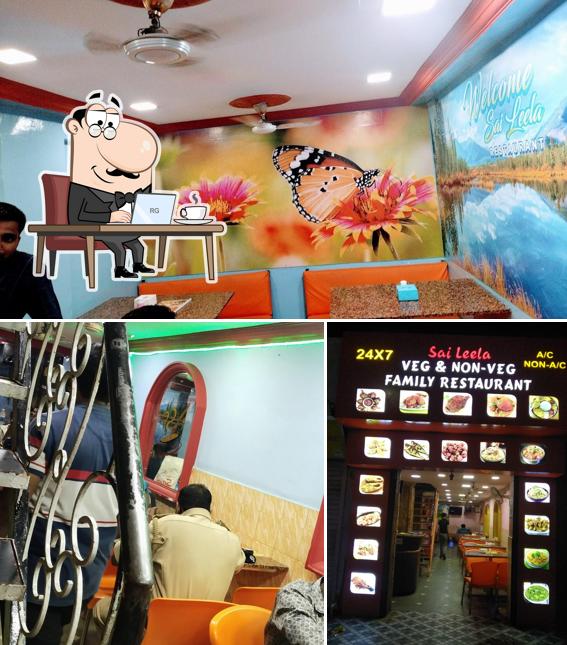 Take a seat at one of the tables at Sai leela veg non/veg ac family restaurant