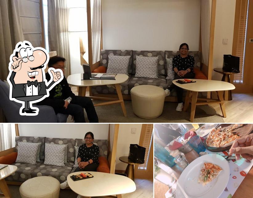 The restaurant's interior and food