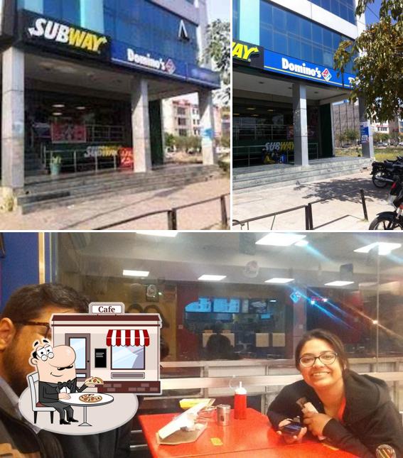 The restaurant's exterior and dining table