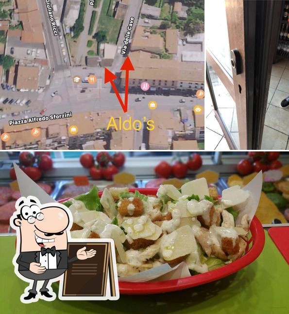 Questa è la foto che mostra la esterno e cibo di Aldo's Burger