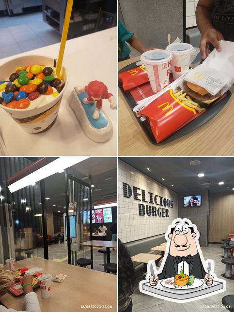 A ilustração do McDonald's’s comida e interior