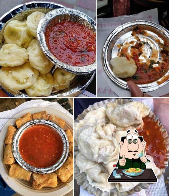 Food at Dolma Aunty Momos and cold coffee