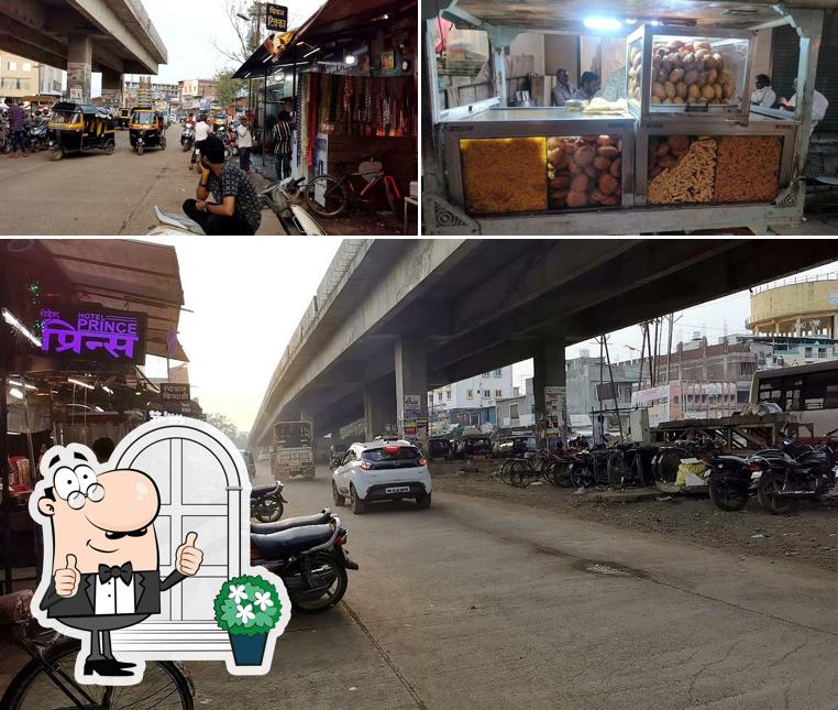 Take a look at the picture showing exterior and food at Cafe Sagar