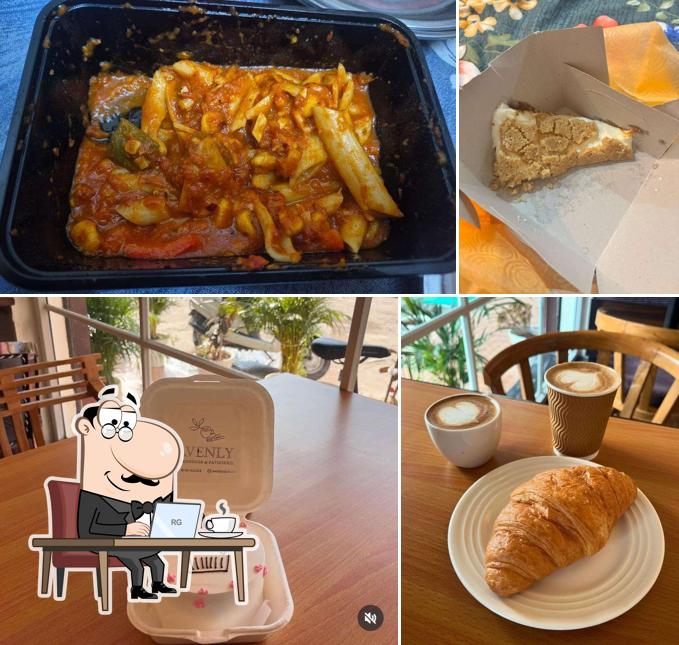 The restaurant's interior and food