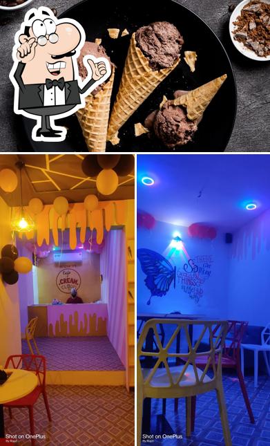 This is the photo showing interior and dessert at Cafe Cream Cloud