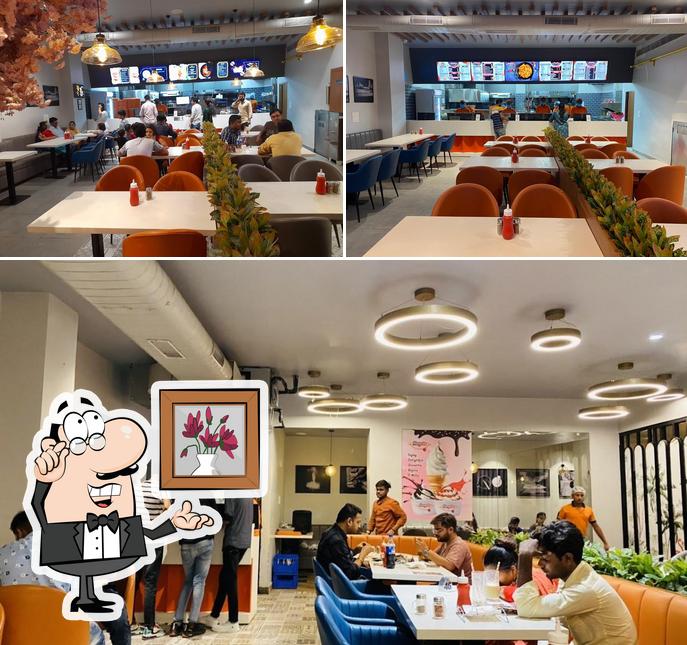 The interior of Hangries Meerut Italian & Chinese Restaurant