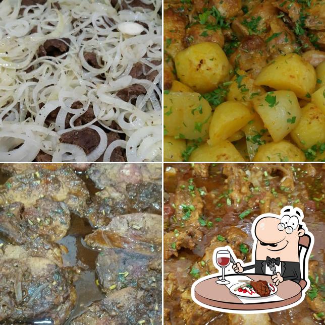 Refeições de carne são servidos no Panificadora Santa Olímpia