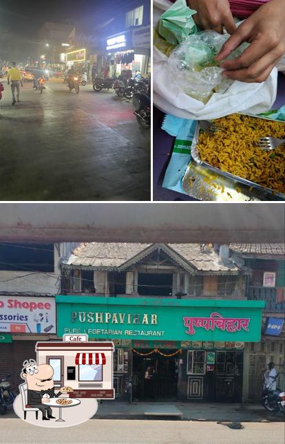 Among various things one can find exterior and food at Pushpavihar