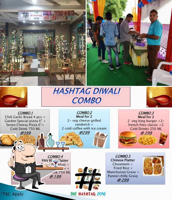 The picture of interior and food at The HashTag Zone