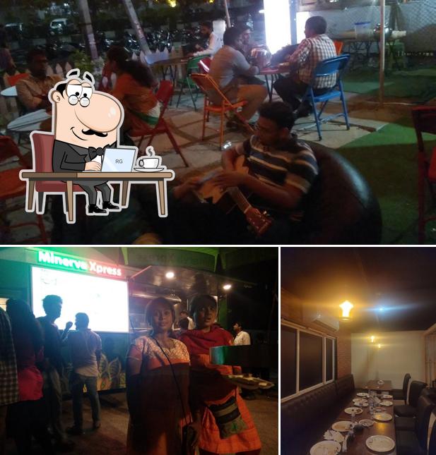 Take a look at the photo depicting interior and dining table at Street Food opposite DLF (Night Food)