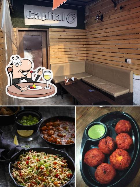 This is the image depicting food and interior at Capital C Cafe & Lounge