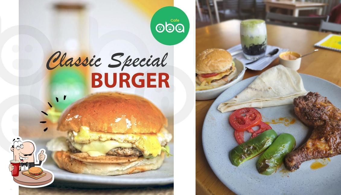 Order a burger at Cafe Oba