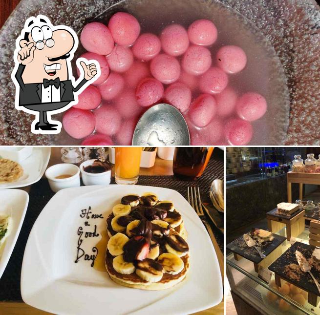 Take a seat at one of the tables at The Market