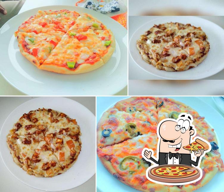 Try out pizza at Shakes Delight