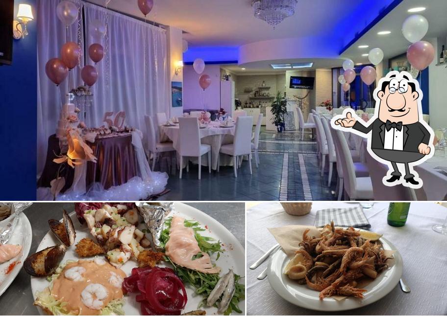 Guarda la immagine che raffigura la interni e cibo di Il Cavalluccio Marino - Ristorante di pesce fresco - Asporto Catering su Rende