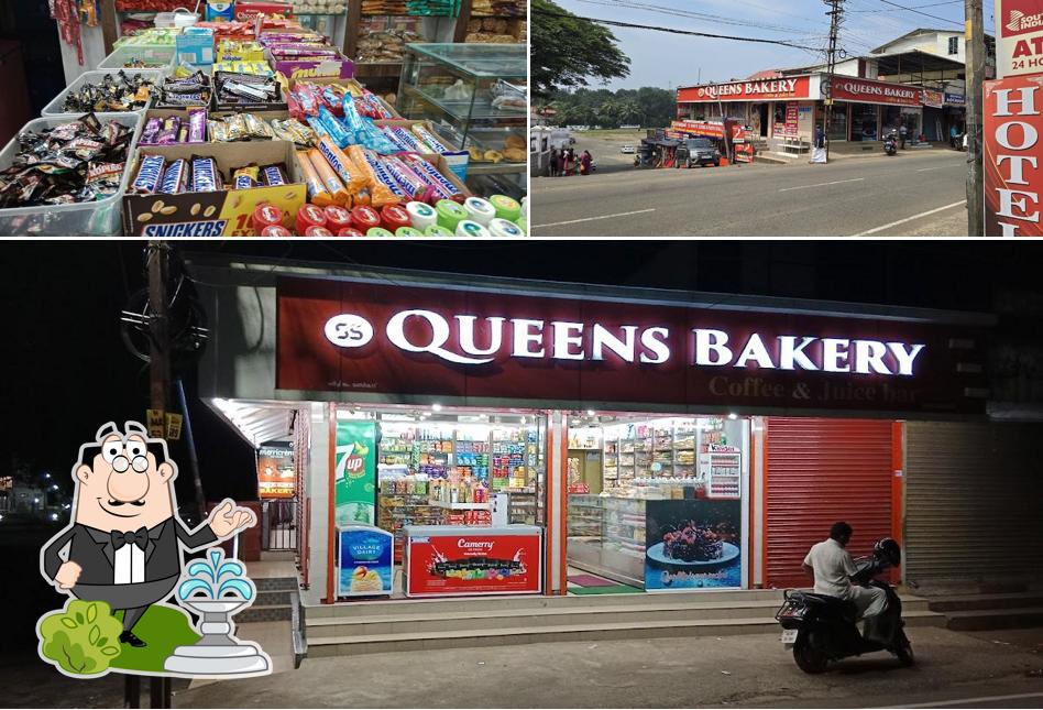 The photo of exterior and food at Queens Restaurant