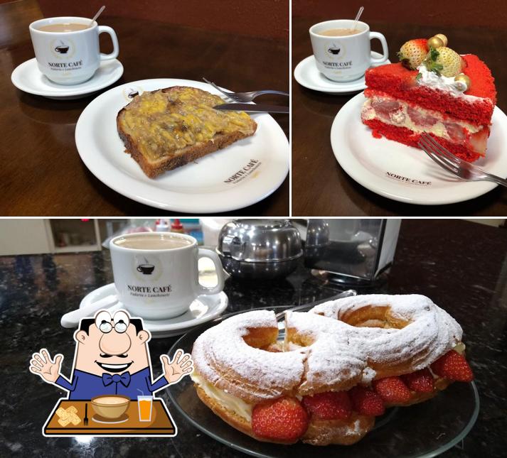 Esta é a ilustração ilustrando comida e bebida no Padaria Norte Café