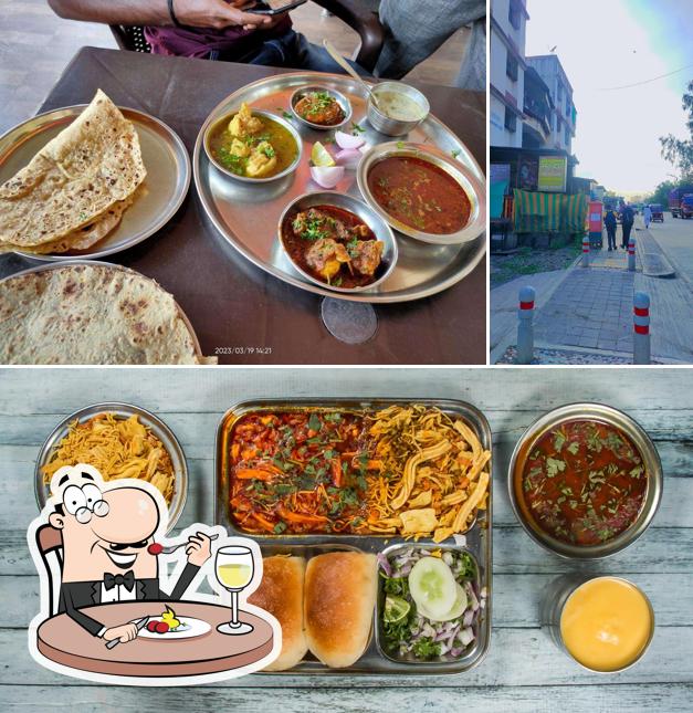 Among various things one can find food and exterior at Hotel Malhar