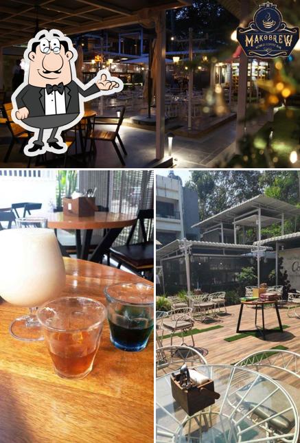 The interior of Makobrew Vegetarian Restaurant & Cafe Jubilee Hills