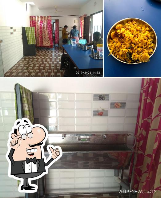 Among different things one can find interior and food at Hotel Theeram