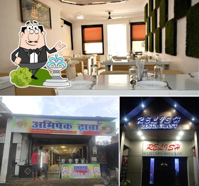 Among different things one can find exterior and interior at Relish Restaurant