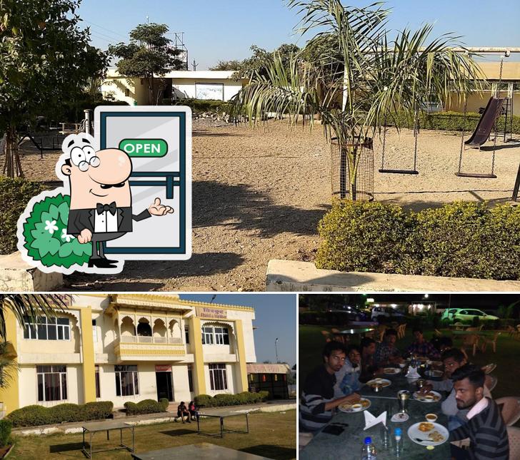 Take a look at the image displaying exterior and dining table at Chitrakoot Resorts and Restaurant