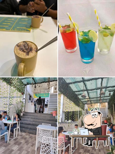 Among different things one can find interior and drink at Durga Cafe