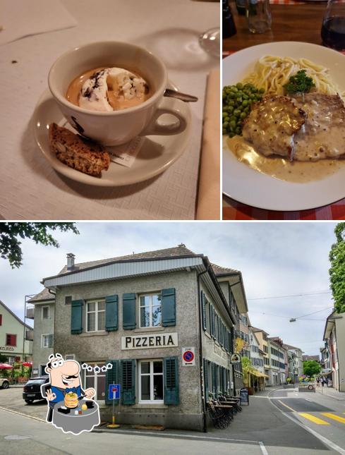 Guarda la immagine che raffigura la cibo e esterno di Pizzeria Löwen