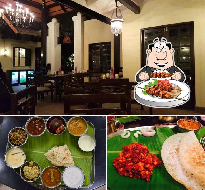 This is the picture depicting food and interior at Karavali