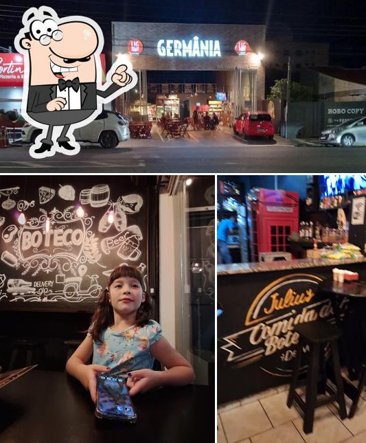 A interior e exterior do restaurante