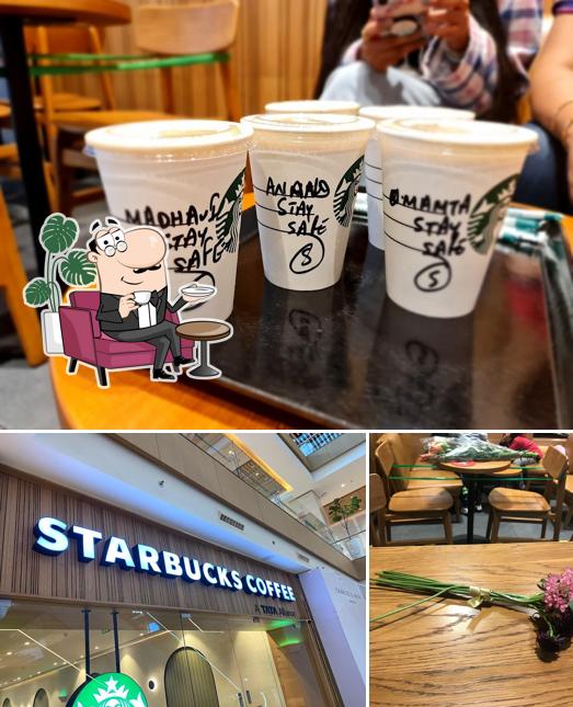 The image of Starbucks’s interior and exterior