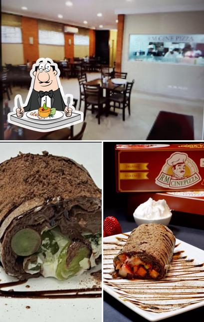 Entre diversos coisas, comida e interior podem ser encontrados a RM Cine Pizza e Cafeteria