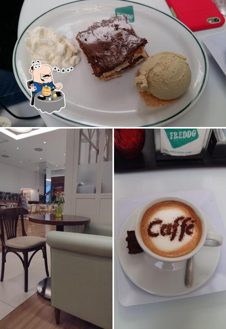 A comida e interior do restaurante