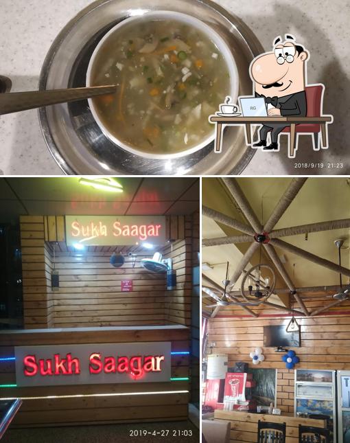 The restaurant's interior and food